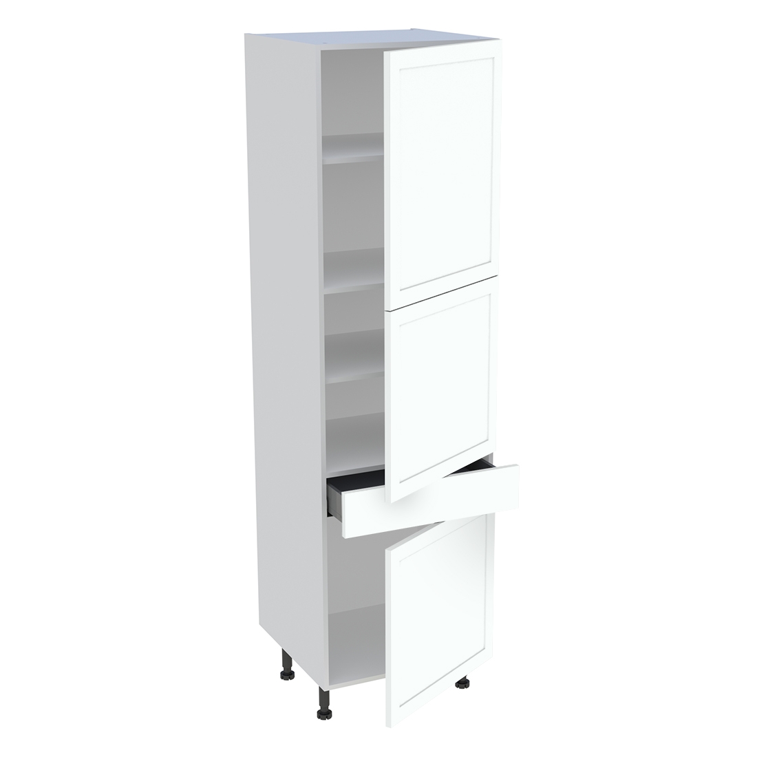 Colonne cuisine 3 portes, 1 tiroir H. 216,6 cm x L. 60 cm - Blanc cadre