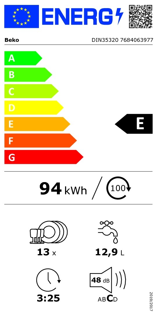 Lave-vaisselle tout intégrable 60 cm - Beko DIN35320