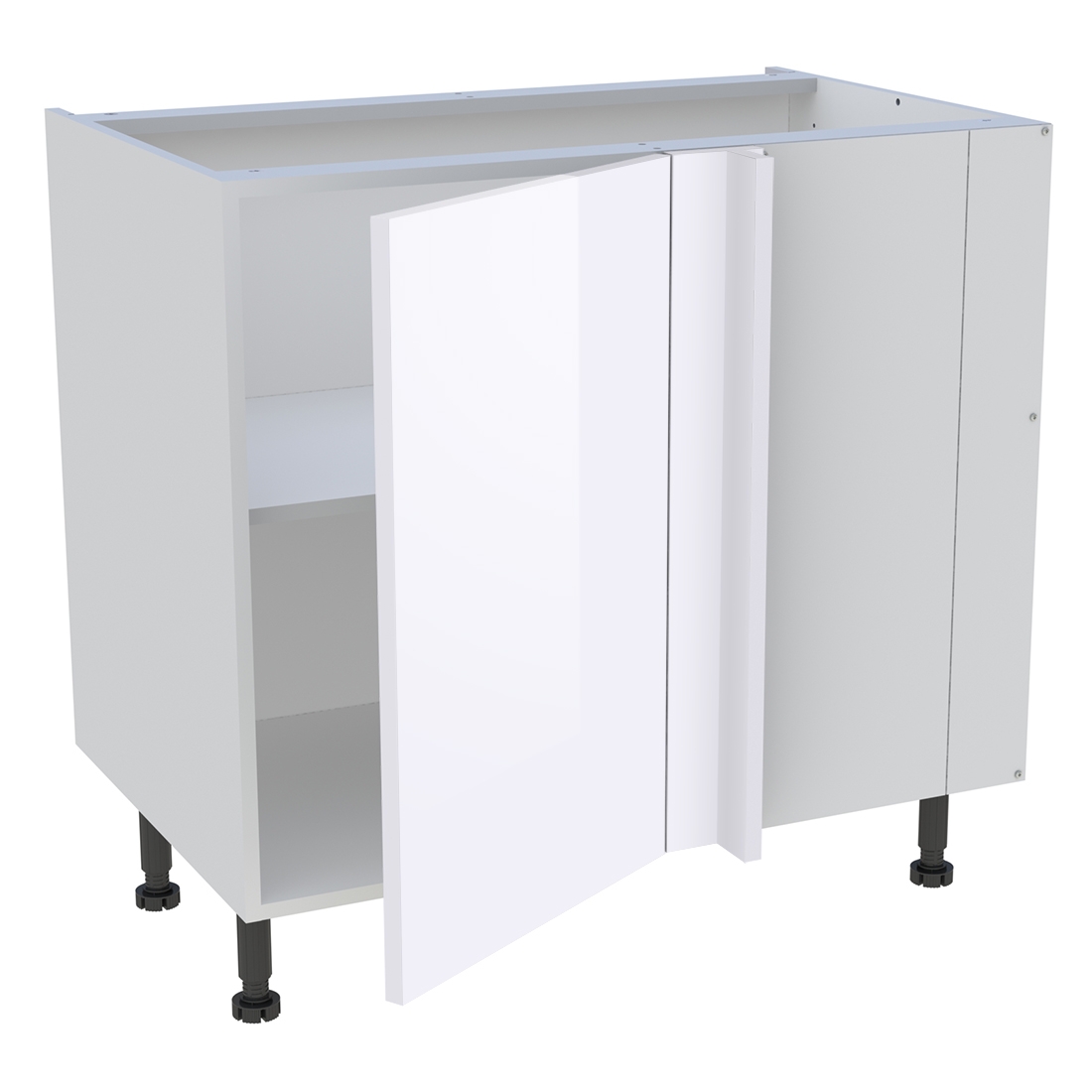 Meuble bas d'angle cuisine 1 porte H. 87 cm x L. 90 cm - Blanc brillant