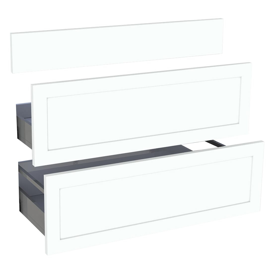 Kit façade meuble cuisine Blanc Cadre 1 faux tiroir, 2 casseroliers H. 71,7 cm L. 89,7 cm