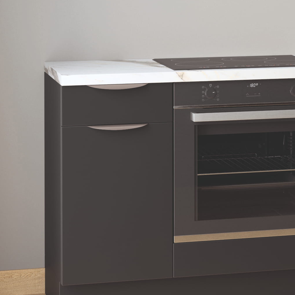 Cuisine complète en angle Noir mat 280 cm  - Avec Plan de travail