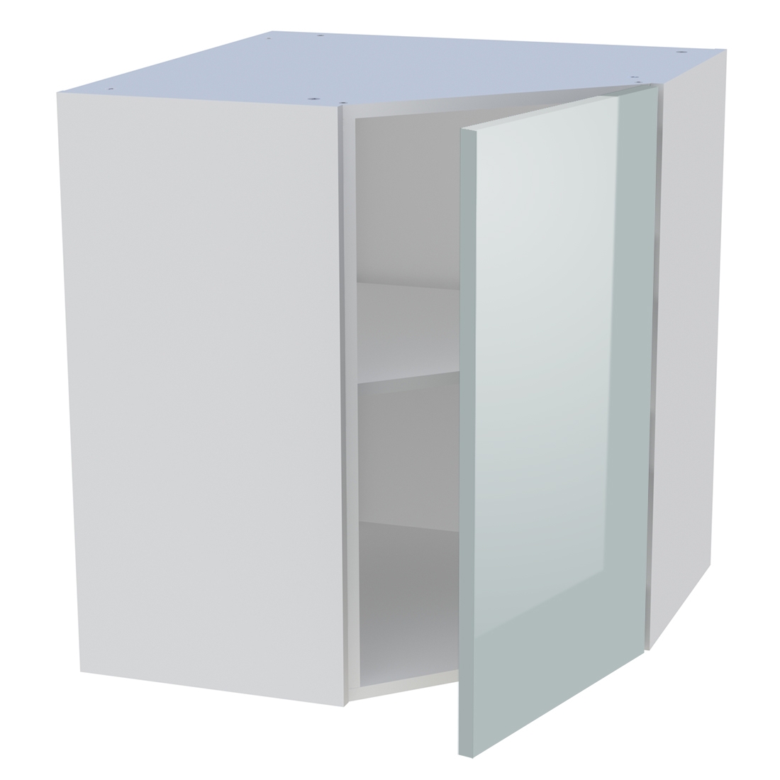 Meuble haut d'angle cuisine 1 porte H. 72 cm x L. 65 cm - Gris cendre brillant