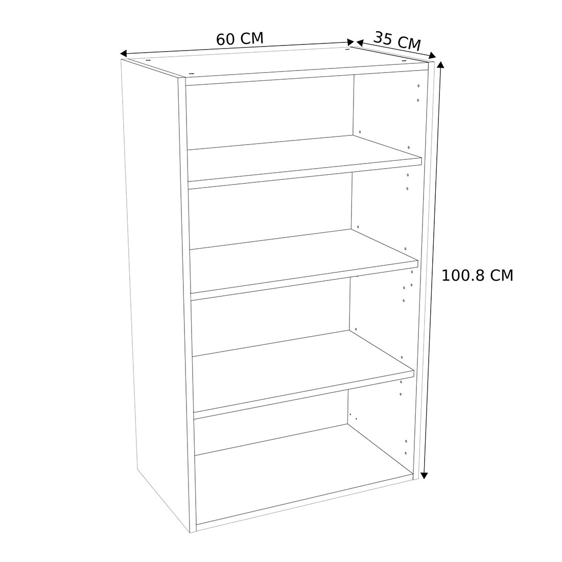 Caisson Meuble haut cuisine Blanc H. 100,8 cm x L. 60 cm x P. 35 cm