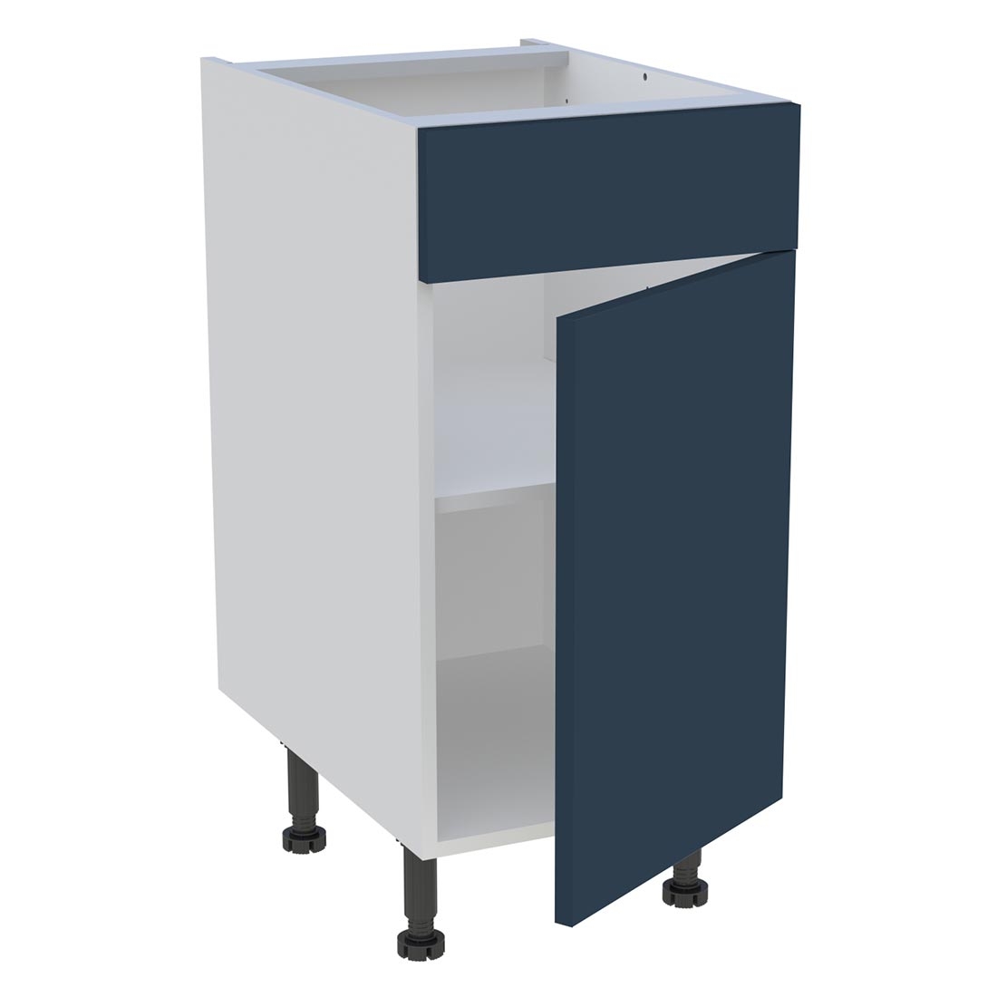 Meuble bas cuisine 1 porte, 1 faux tiroir H. 87 cm x L. 40 cm - Bleu nuit mat