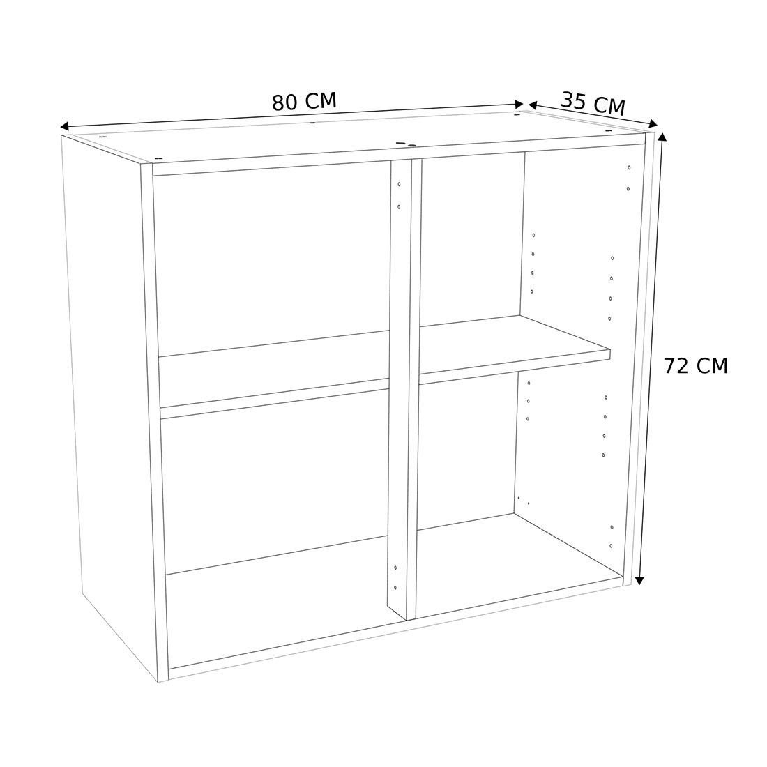 Caisson Meuble bas cuisine Blanc H. 87 cm x L. 80 cm x P. 35 cm