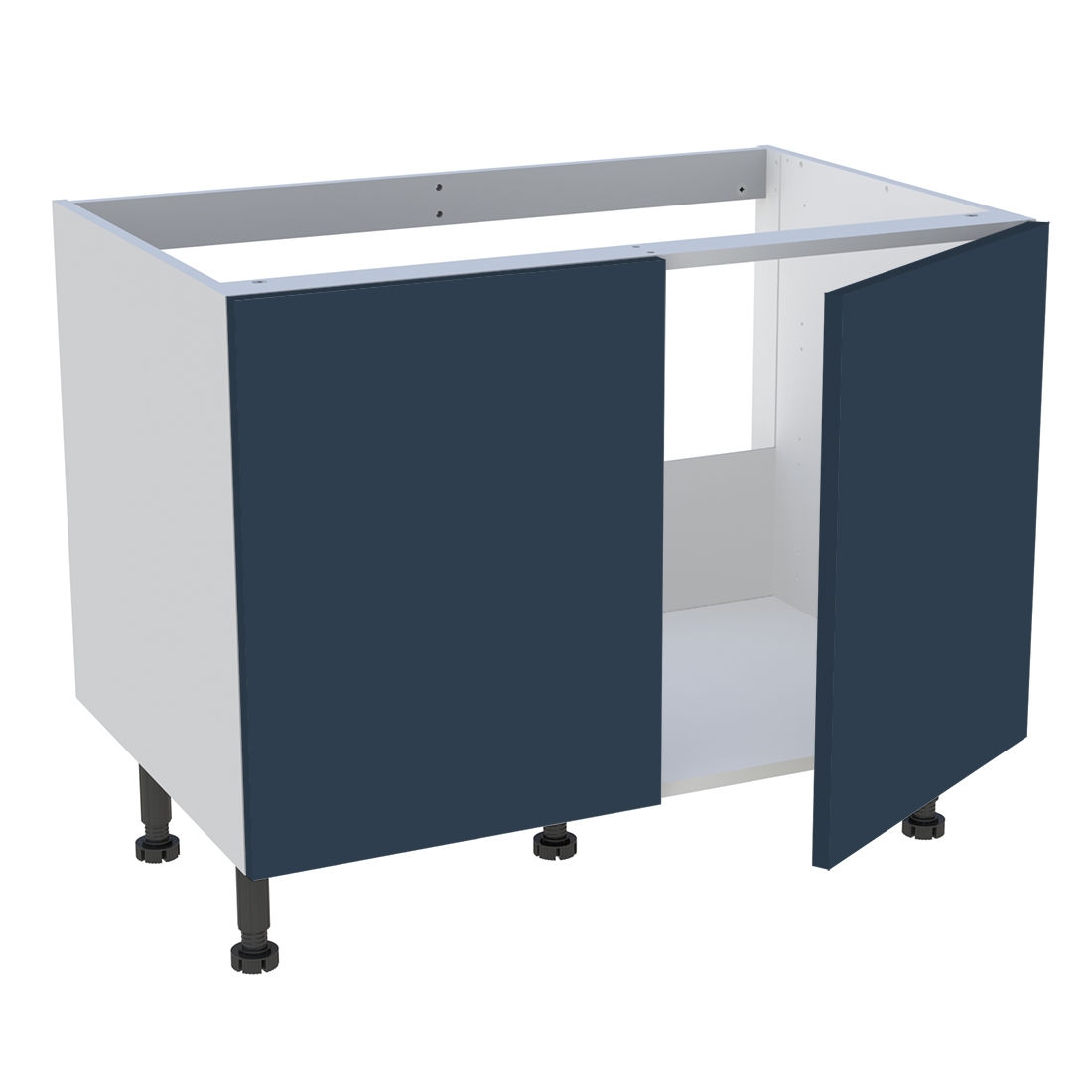 Meuble bas cuisine 2 portes pour évier timbre H. 72,6 cm x L. 90 cm  - Bleu nuit mat
