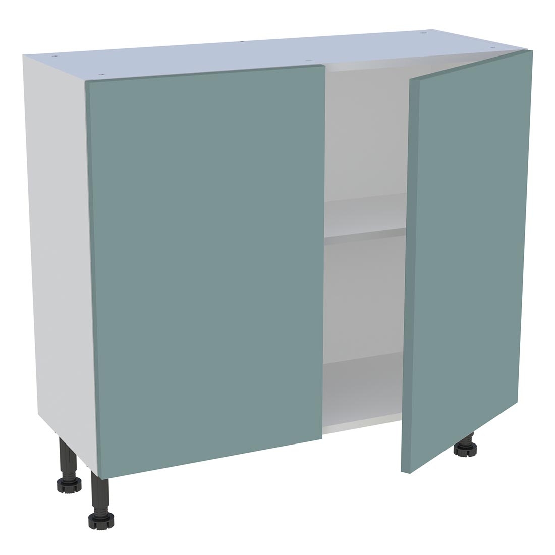 Meuble bas cuisine 2 portes H. 87 cm x L. 90 cm x P. 36,9 cm - Vert opale mat