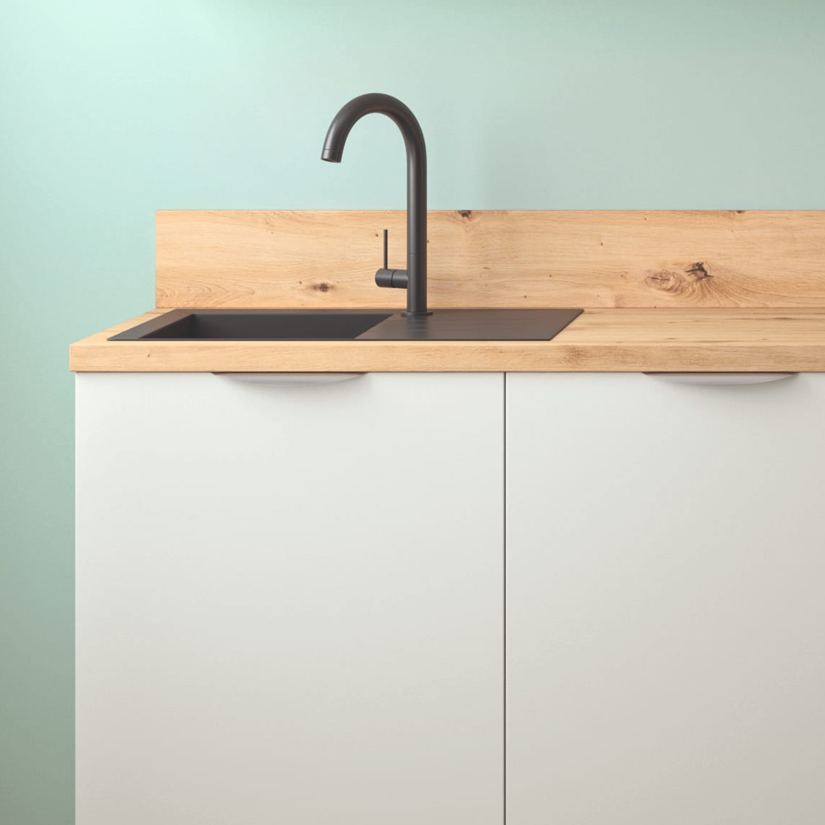 Cuisine complète Blanc mat 240 cm avec meuble hotte