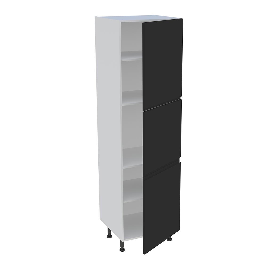 Colonne cuisine 3 portes H. 216,6 cm x L. 60 cm - Noir mat sans poignée