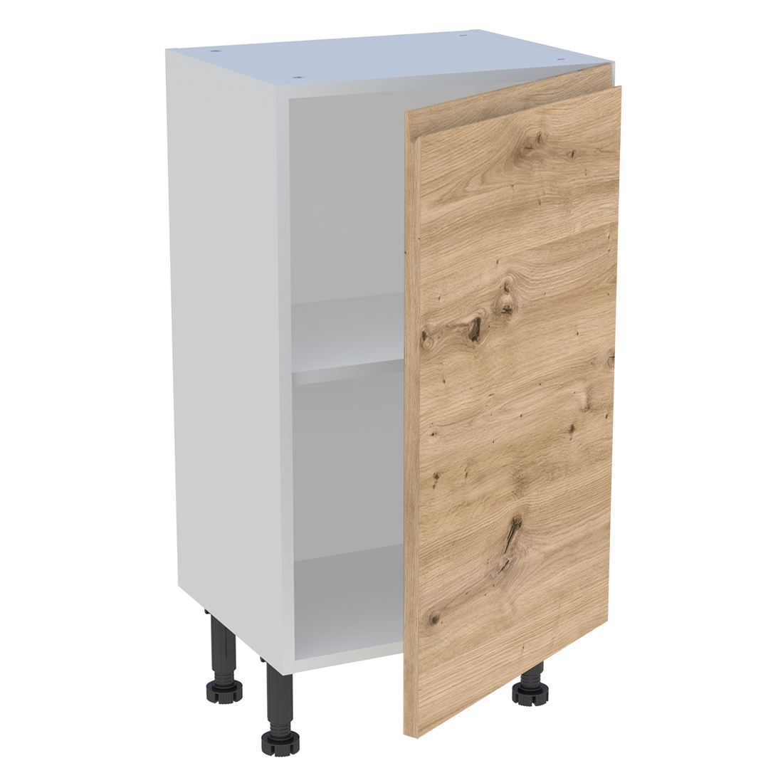 Meuble bas cuisine 1 porte H. 87 cm x L. 45 cm x P. 36,9 cm - Chêne naturel sans poignée