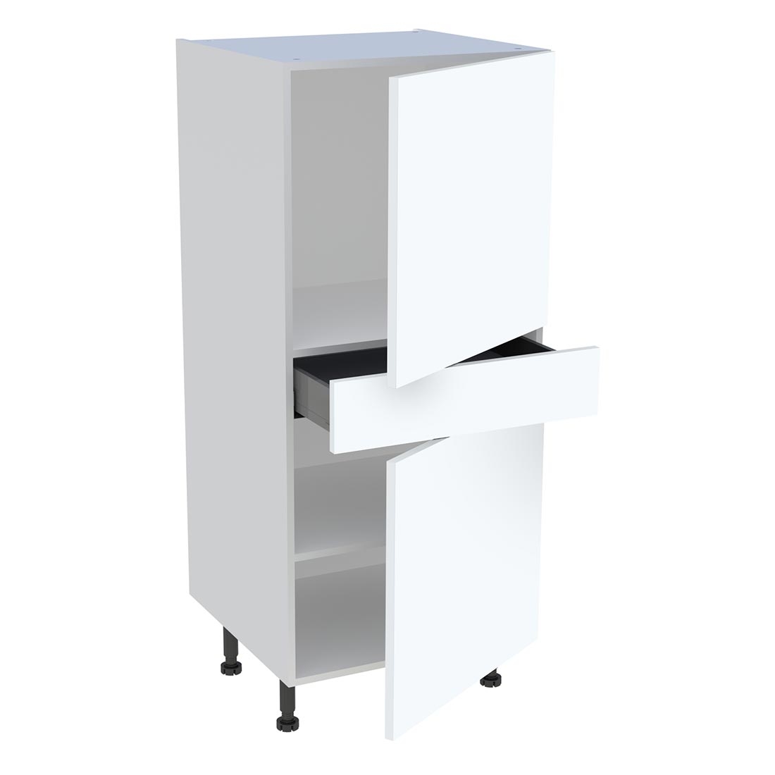 Demi colonne cuisine 1 tiroir, 2 portes H. 129,6 cm x L. 60 cm - Blanc mat