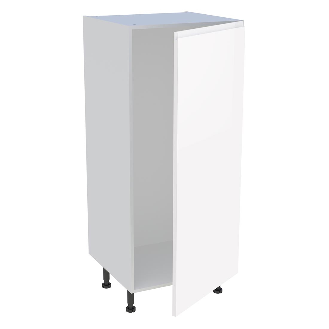 Demi colonne cuisine 1 porte H. 129,6 cm x L. 60 cm - Blanc brillant sans poignée