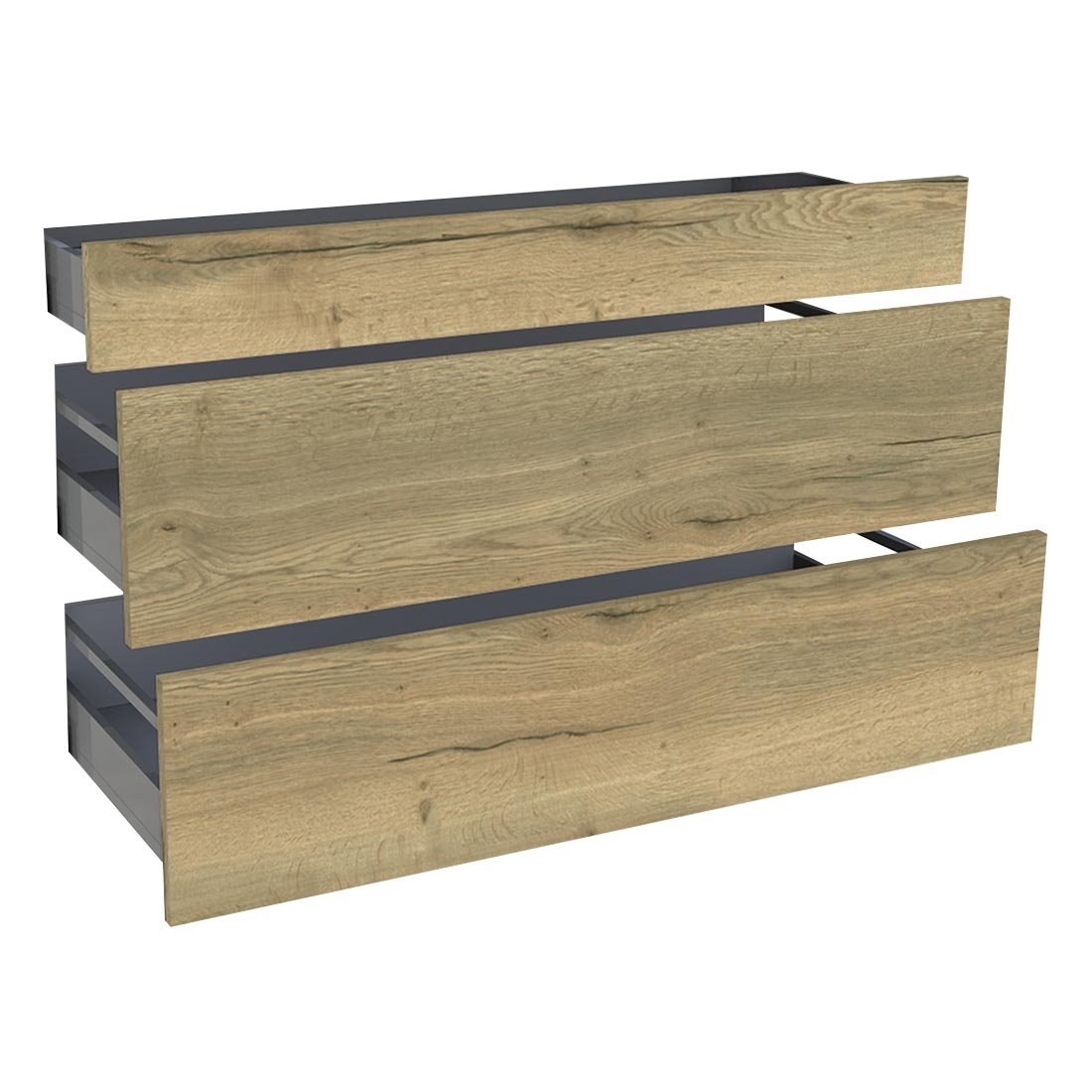 Kit façade meuble cuisine Chêne Structuré 1 tiroir, 2 casseroliers H. 71,7 cm L. 119,7 cm