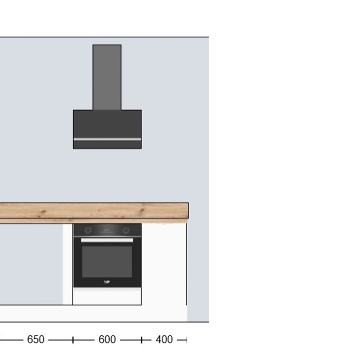 Cuisine complète en angle four à droite Bois et Vert mat 280 cm