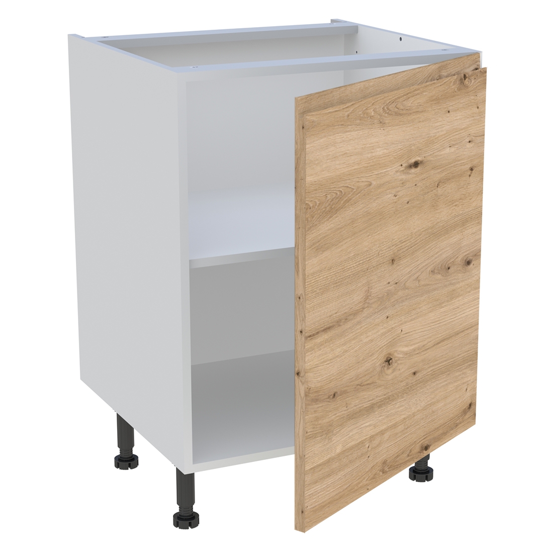 Meuble bas cuisine 1 porte H. 87 cm x L. 60 cm - Chêne naturel sans poignée