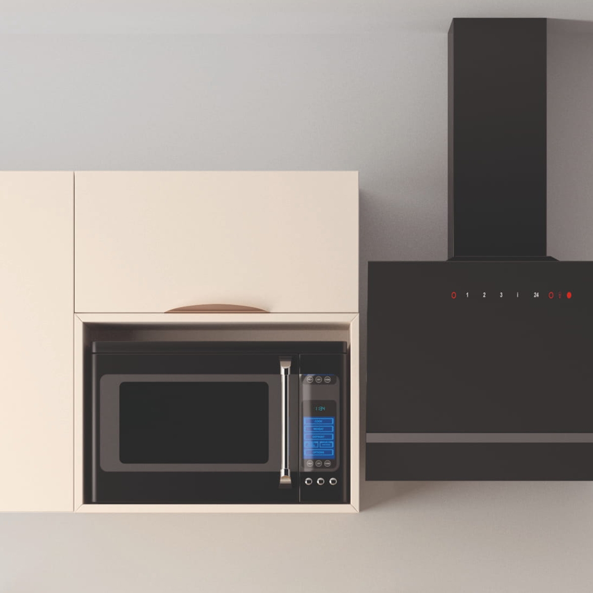 Cuisine complète Lin mat 180 cm avec meuble micro-ondes