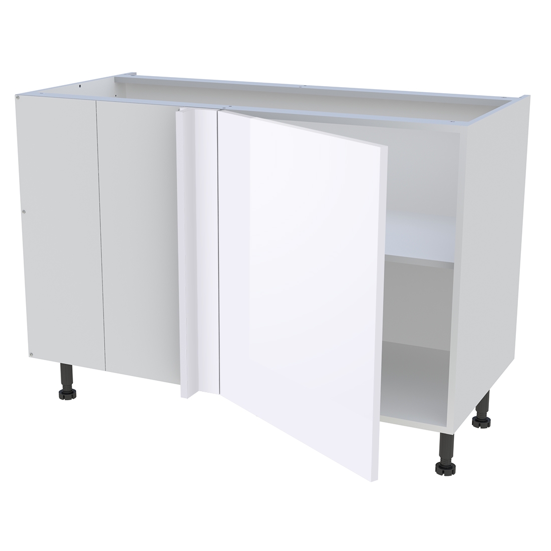 Meuble bas d'angle cuisine 1 porte H. 87 cm x L. 120 cm - Blanc brillant