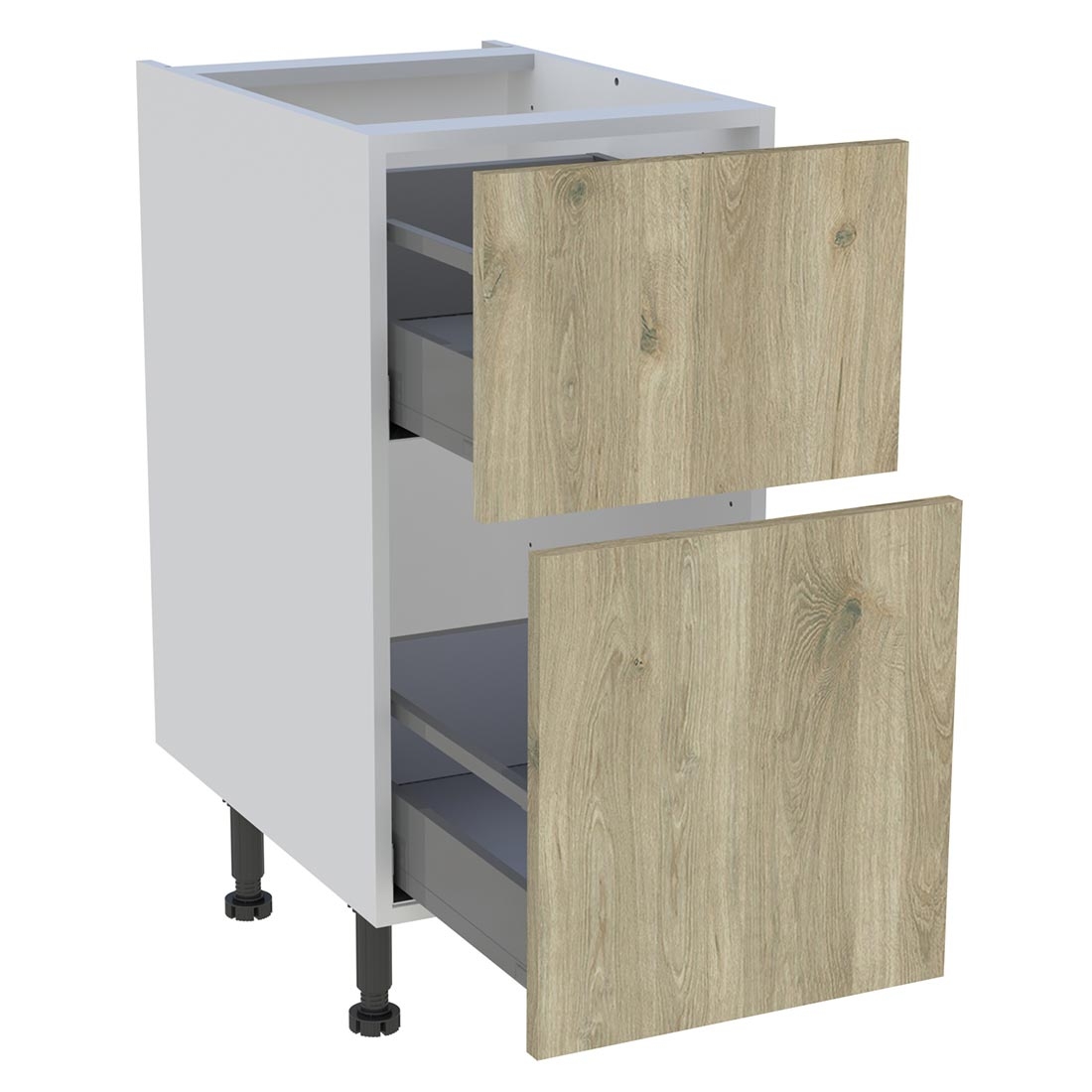 Meuble bas cuisine 2 casseroliers H. 87 cm x L. 40 cm - Chêne doré