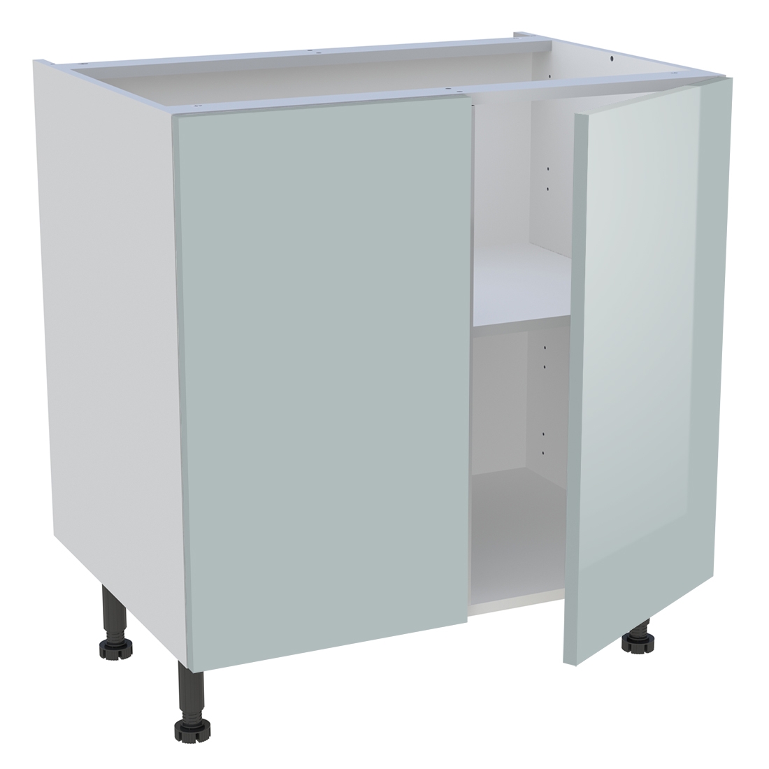 Meuble bas cuisine 2 portes H. 87 cm x L. 80 cm - Gris cendre brillant