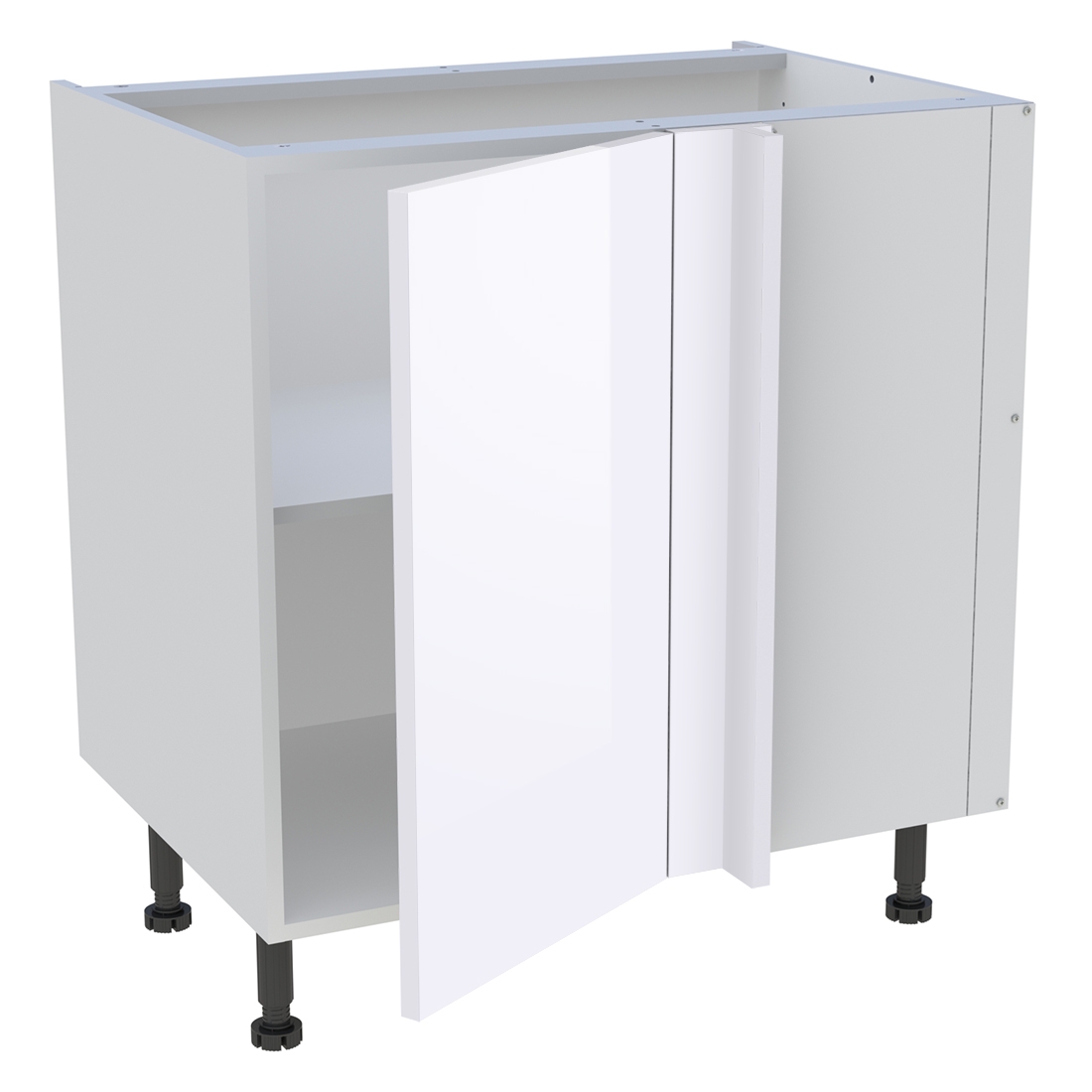 Meuble bas d'angle cuisine 1 porte H. 87 cm x L. 80 cm - Blanc brillant