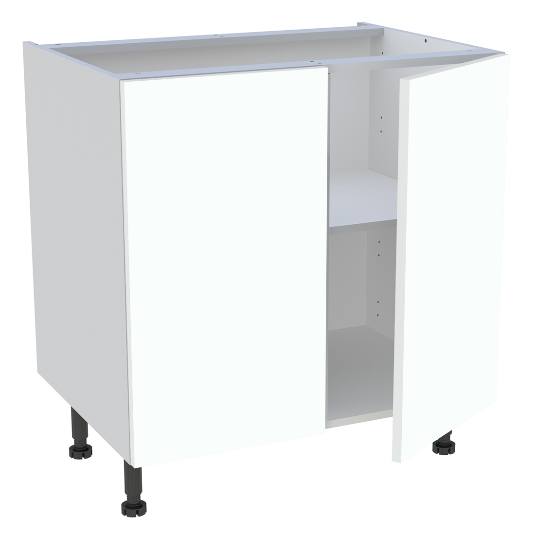Meuble bas cuisine 2 portes H. 87 cm x L. 80 cm - Blanc chaud mat