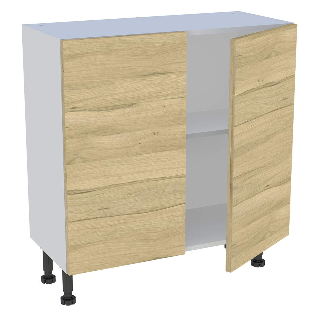 Meuble bas cuisine 2 portes H. 87 cm x L. 80 cm x P. 36,9 cm - Chêne clair