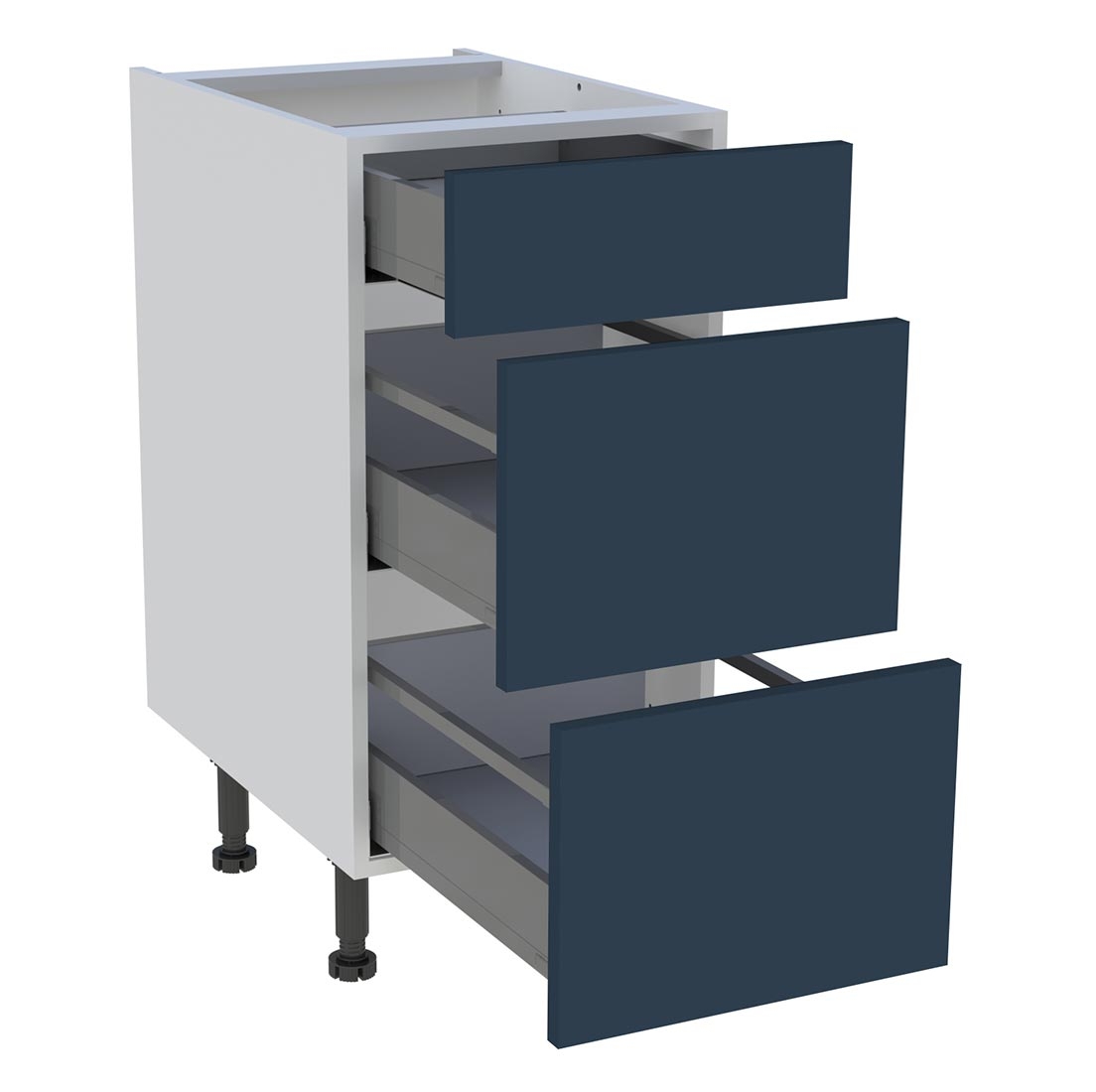 Meuble bas cuisine 1 tiroir, 2 casseroliers H. 87 cm x L. 40 cm - Bleu nuit mat