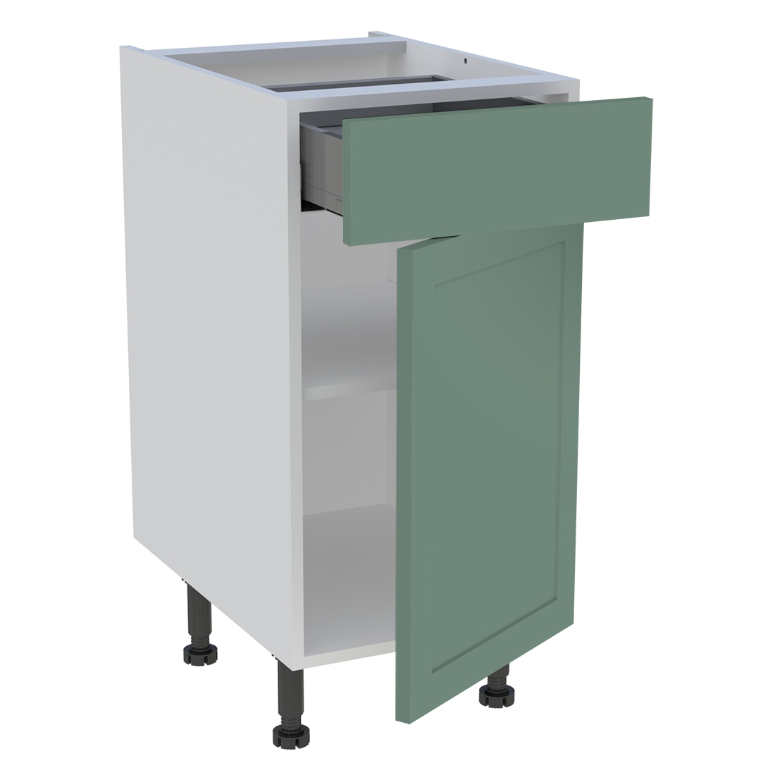 Meuble bas cuisine 1 porte, 1 tiroir H. 87 cm x L. 40 cm - Vert sauge cadre