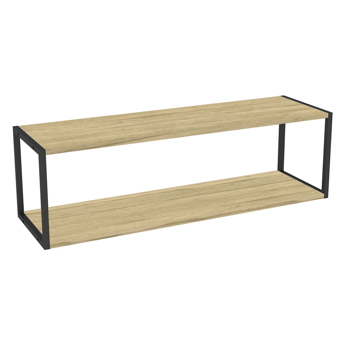 Etagère suspendue chêne clair cadre métal noir - L. 120 cm
