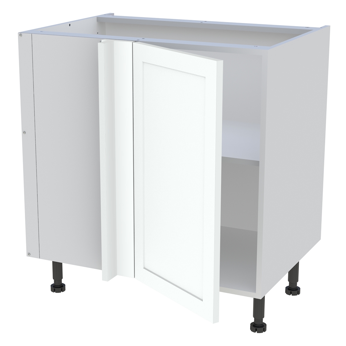 Meuble bas d'angle cuisine 1 porte H. 87 cm x L. 80 cm - Blanc cadre