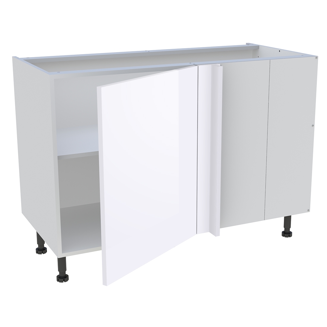 Meuble bas d'angle cuisine 1 porte H. 87 cm x L. 120 cm - Blanc brillant