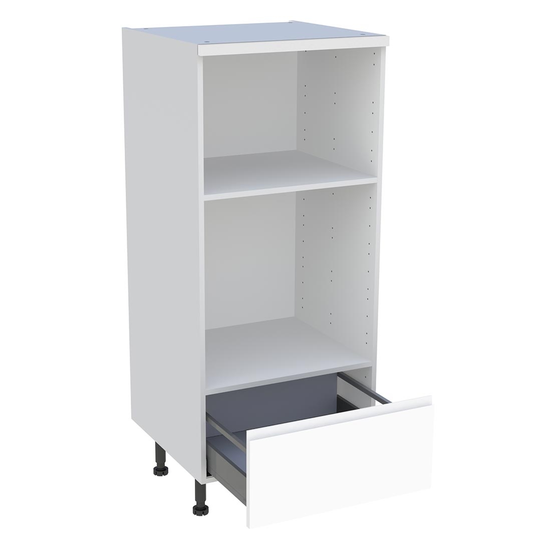 Demi colonne cuisine 1 casserolier H. 129,6 cm x L. 60 cm - Blanc mat sans poignée