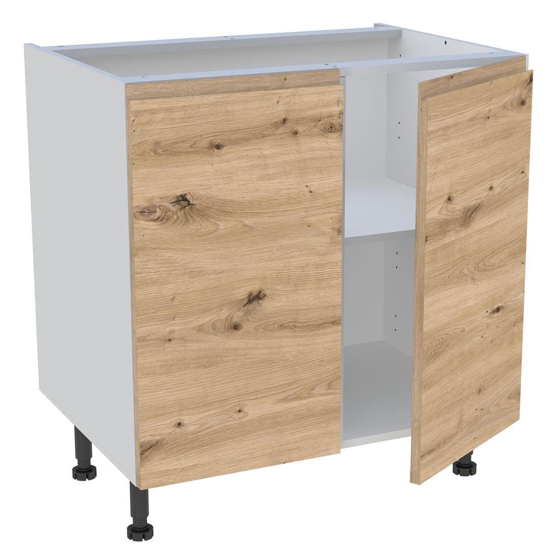 Meuble bas cuisine 2 portes H. 87 cm x L. 80 cm - Chêne naturel sans poignée