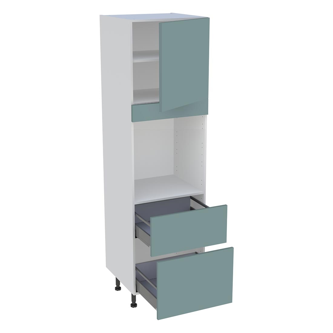 Colonne cuisine 1 porte, 2 casseroliers H. 216,6 cm x L. 60 cm - CF1P2C60 - Vert opale mat