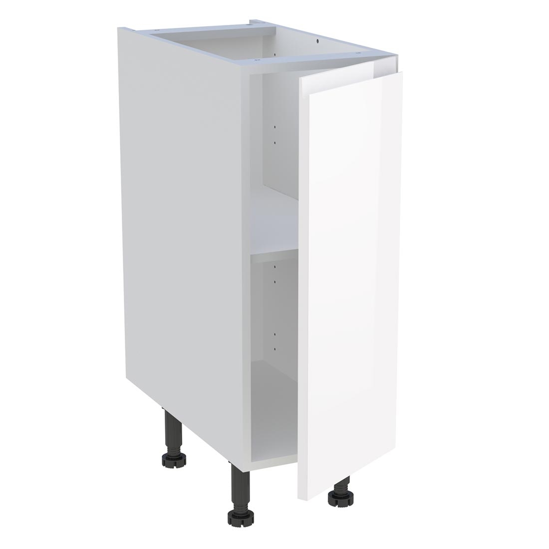 Meuble bas cuisine 1 porte H. 87 cm x L. 30 cm - Blanc brillant sans poignée