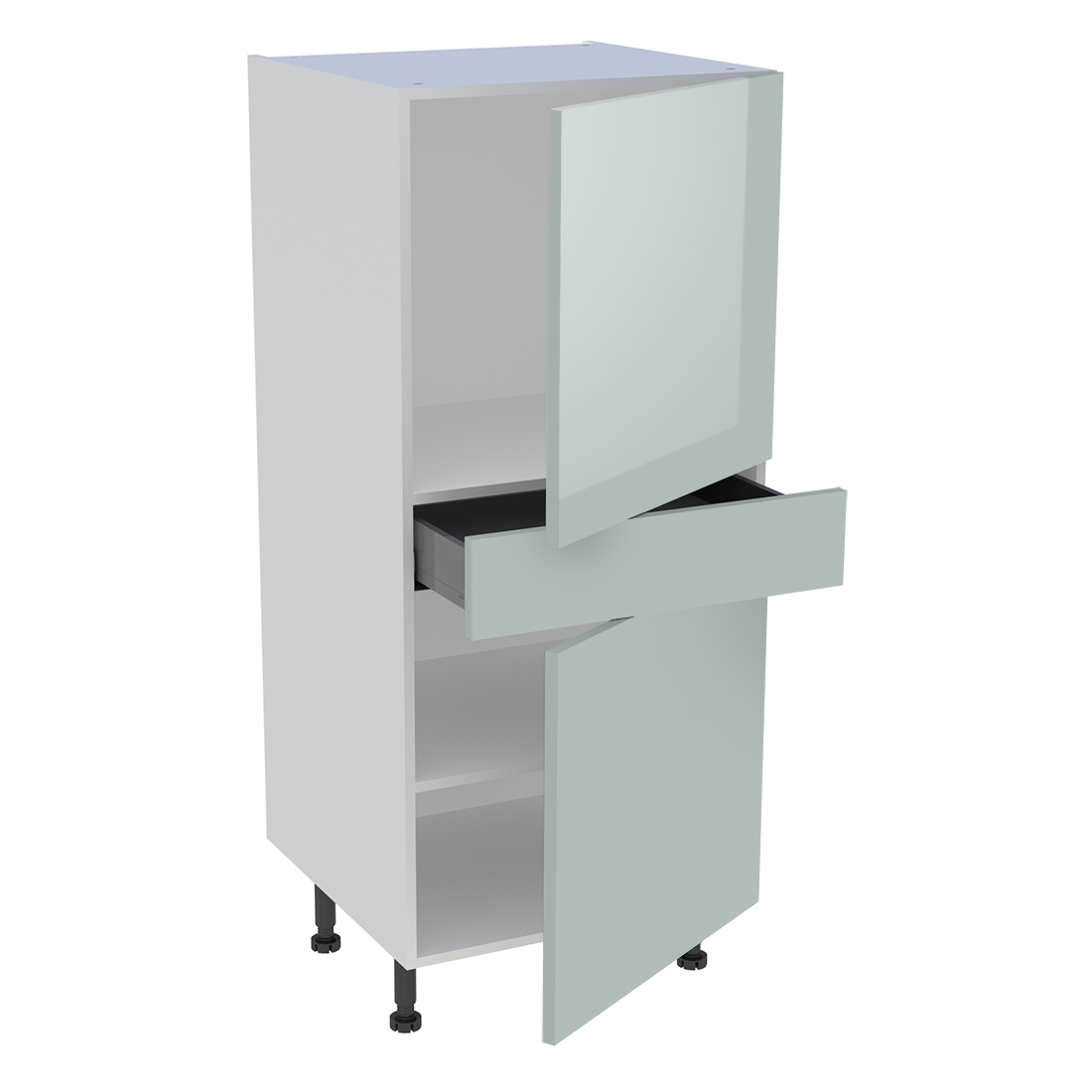 Demi colonne cuisine 1 tiroir, 2 portes H. 129,6 cm x L. 60 cm - Gris cendre brillant