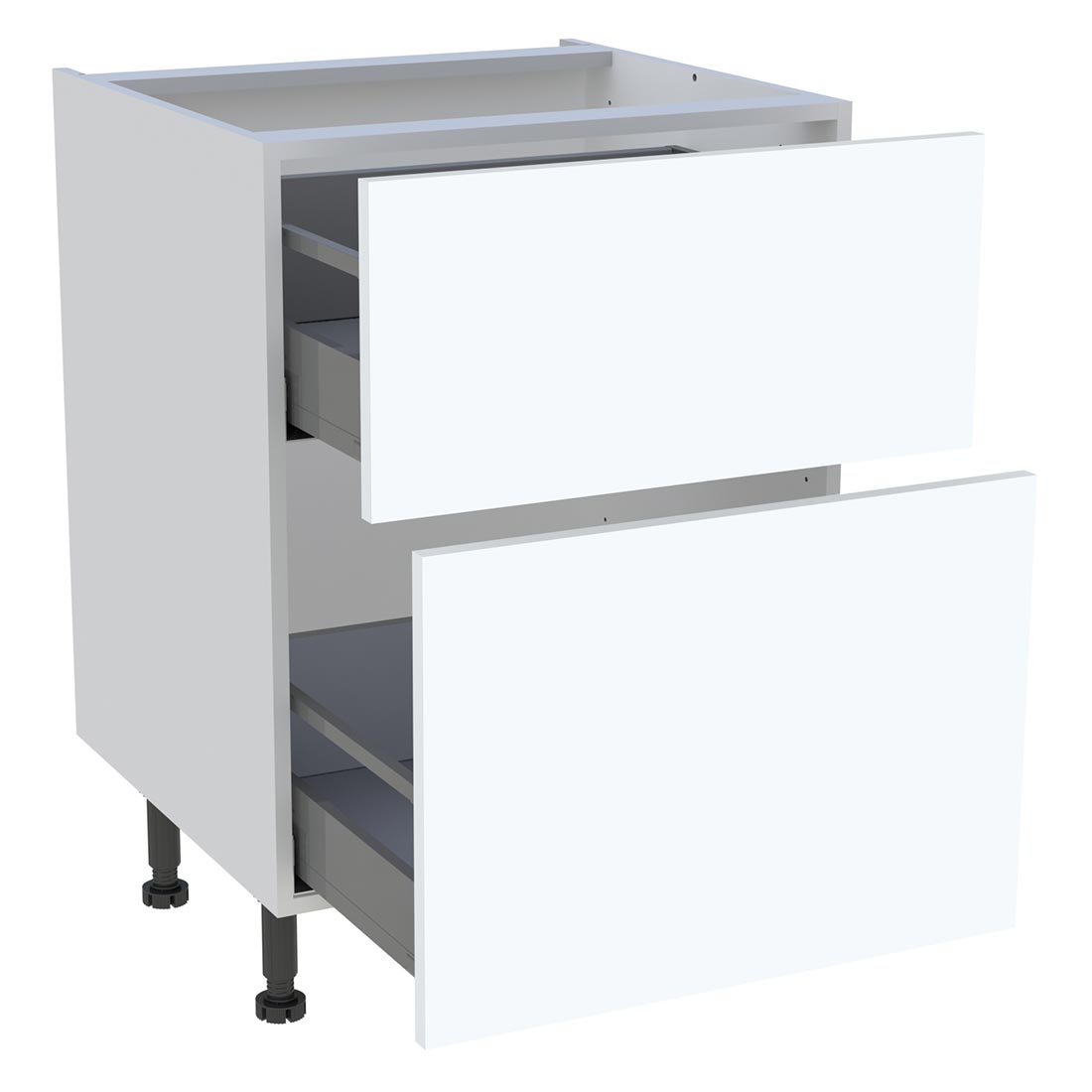 Meuble bas cuisine 2 casseroliers H. 87 cm x L. 60 cm - Blanc mat