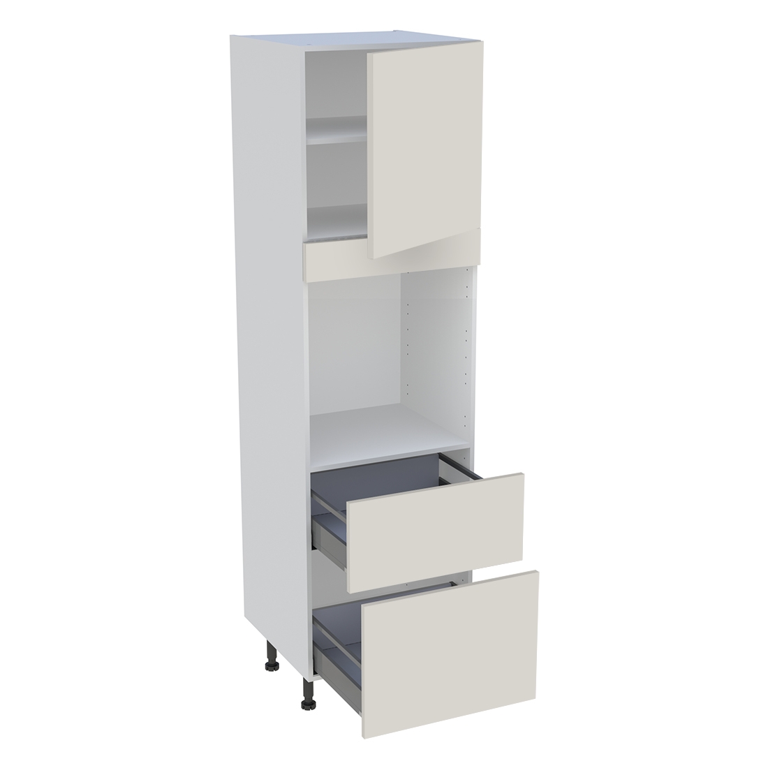 Colonne cuisine 1 porte, 2 casseroliers H. 216,6 cm x L. 60 cm - CF1P2C60 - Lin mat
