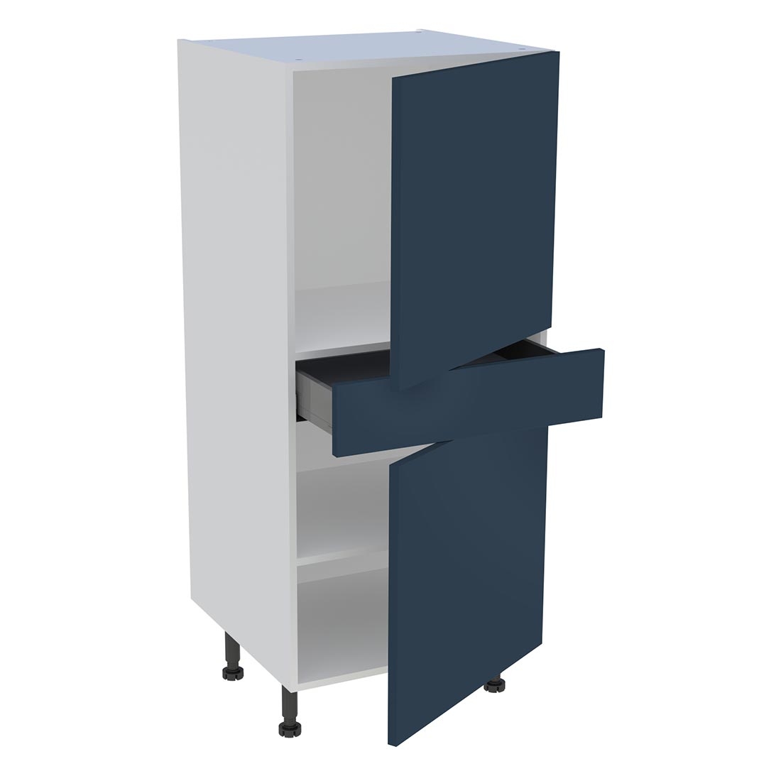 Demi colonne cuisine 1 tiroir, 2 portes H. 129,6 cm x L. 60 cm - Bleu nuit mat