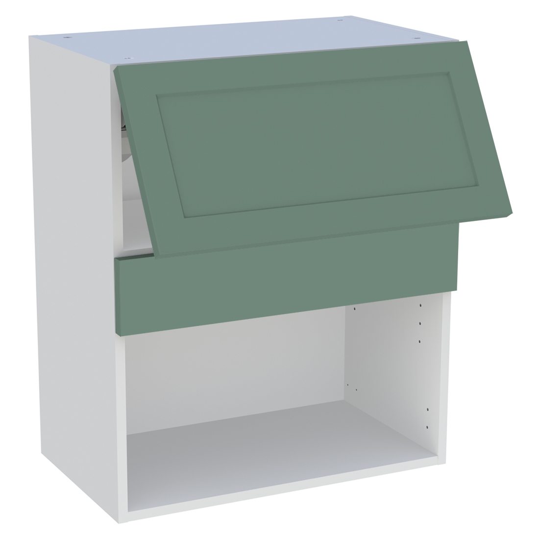 Meuble haut cuisine 1 porte relevante H. 72 cm x L. 60 cm - Vert sauge cadre