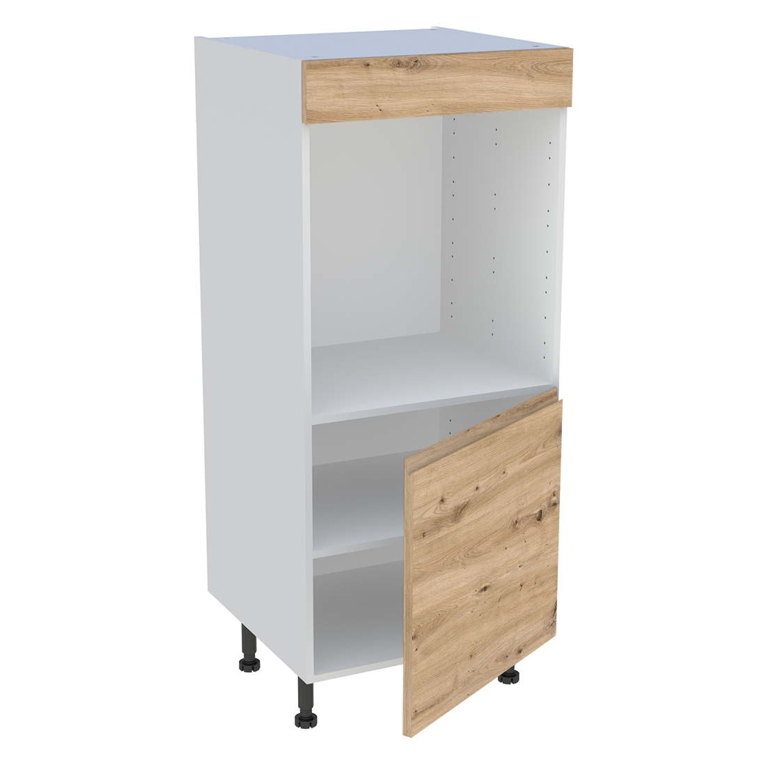 Demi colonne cuisine 1 porte H.129,6 cm x L. 60 cm - Chêne naturel sans poignée