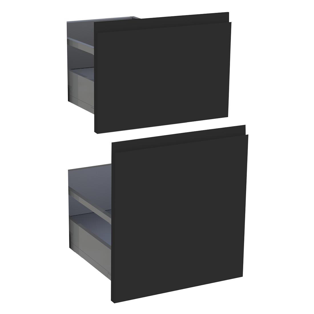 Kit façade meuble cuisine Noir Mat Sans Poignée 2 casseroliers H. 71,7 cm L. 39,7 cm