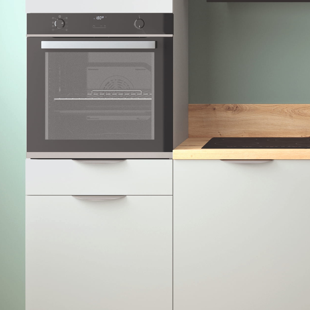 Cuisine complète Blanc mat 240 cm avec meuble colonne - Avec Plan de travail