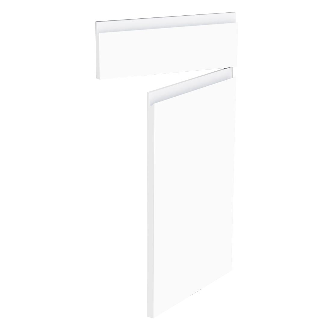 Kit façade meuble cuisine Blanc Mat Sans Poignée 1 porte, 1 faux tiroir H. 71,7 cm L. 39,7 cm