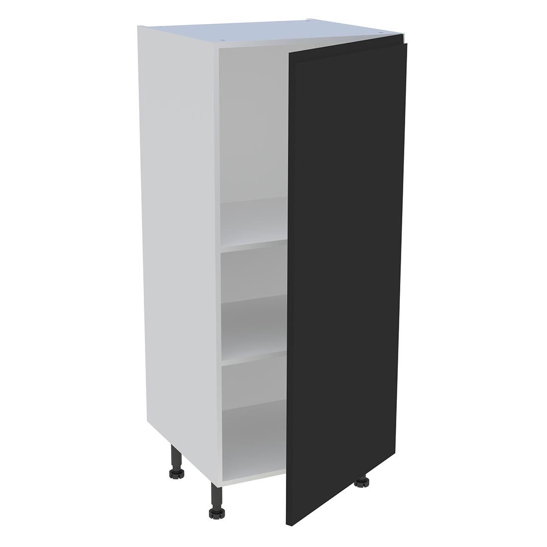 Demi colonne cuisine 1 porte H. 129,6 cm x L. 60 cm - Noir mat sans poignée