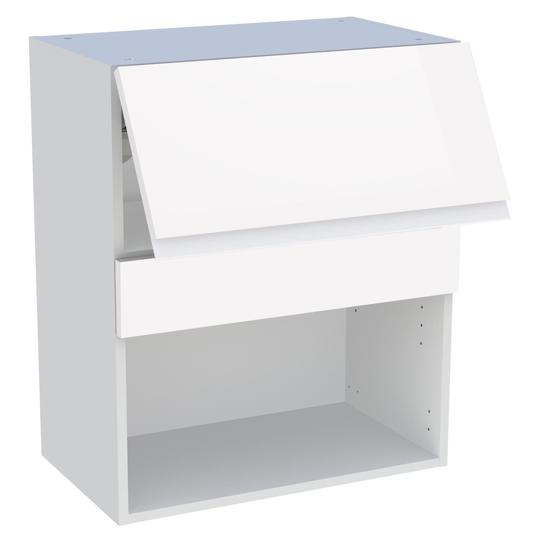 Meuble haut cuisine 1 porte relevante H. 72 cm x L. 60 cm - Blanc brillant sans poignée