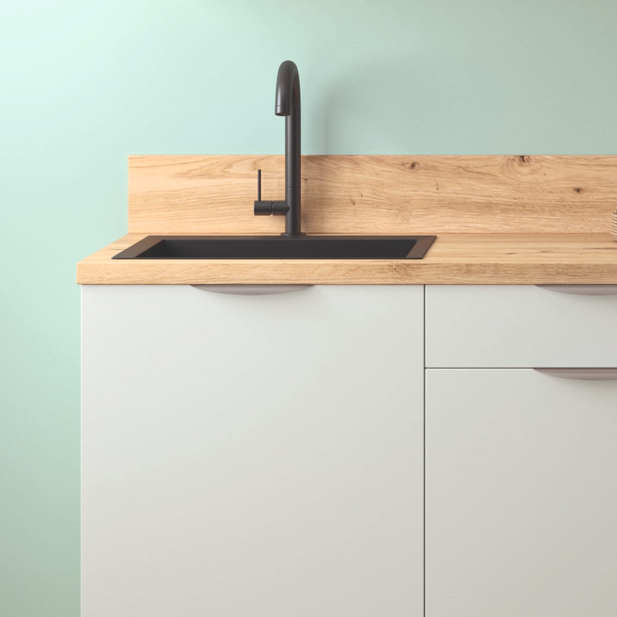 Cuisine complète Blanc mat 180 cm avec meuble micro-ondes
