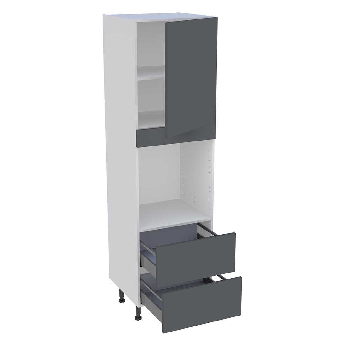 Colonne cuisine 1 porte, 2 casseroliers H. 216,6 cm x L. 60 cm - CF2C1P - Gris ardoise mat
