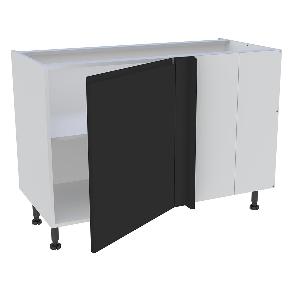 Meuble bas d'angle cuisine 1 porte H. 87 cm x L. 120 cm - Noir mat sans poignée