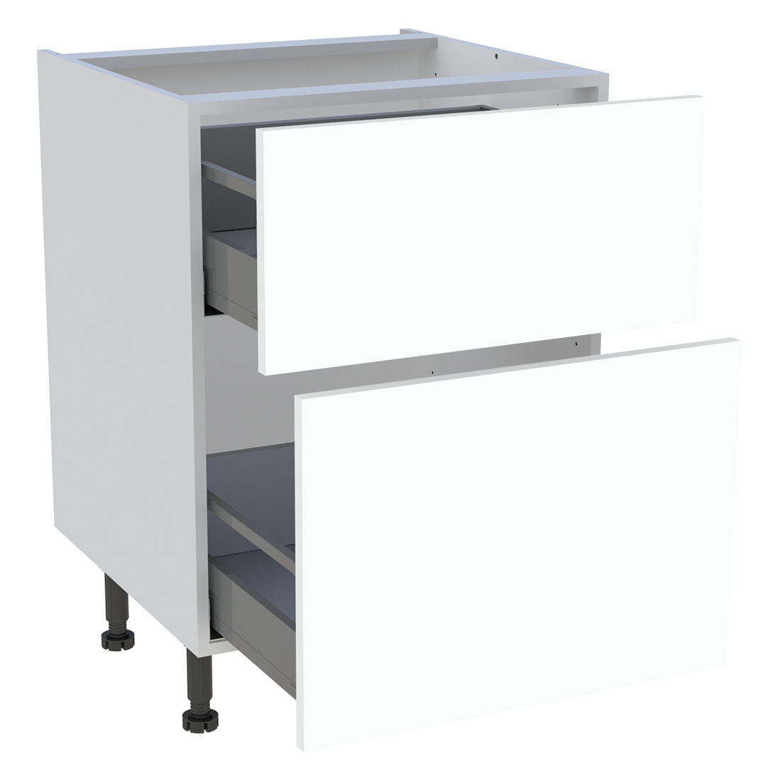 Meuble bas cuisine 2 casseroliers H. 87 cm x L. 60 cm - Blanc chaud mat